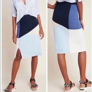 Anthropologie Maeve Colorblocked Sweater Pencil Skirt Size Small Slit Luxury